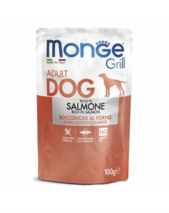 Dog Grill полнорационный влажный корм для собак беззерновой c лососем кусочки в соусе в паучах 100 г Monge