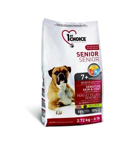 Senior для пожилых собак с чувствительной кожей и для шерсти с ягненком рыбой и рисом 2 72 кг 1st choice