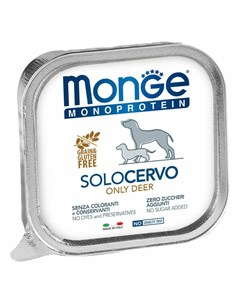 Dog Monoprotein Solo полнорационный влажный корм для собак беззерновой паштет с олениной в ламистера Monge