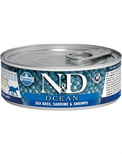 N D Ocean влажный корм для взрослых кошек с тунцом сардина и креветками 80 г Farmina