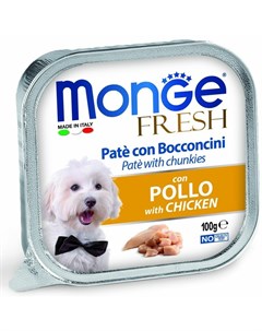 Dog Fresh полнорационный влажный корм для собак с курицей кусочки в паштете в ламистерах 100 г Monge