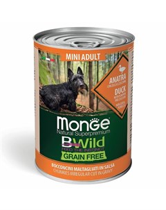 Dog BWild Grain Free Mini полнорационный влажный корм для собак мелких пород беззерновой с уткой тык Monge