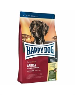 Сухой корм Africa для взрослых собак с чувствительным пищеварением или аллергией с мясом страуса 1 к Happy dog