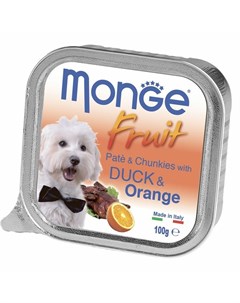 Dog Fresh полнорационный влажный корм для собак с уткой и апельсином кусочки в паштете в ламистерах  Monge