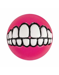 Grinz L игрушка для собак мяч с принтом зубы и отверстием для лакомства розовая 78 мм Rogz