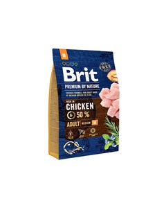 Premium by Nature Adult M сухой корм для собак средних пород с курицей 3 кг Brit*