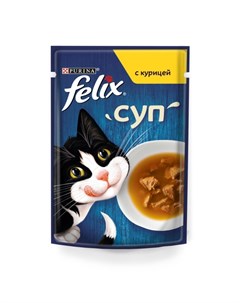 Влажный корм суп для кошек с курицей кусочки в подливе в паучах 48 г Felix