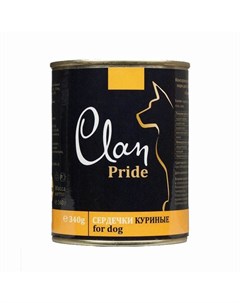 Pride полнорационный влажный корм для собак с куриными сердечками кусочки в желе в консервах 340 г Clan