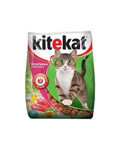 Полнорационный сухой корм для кошек с аппетитной телятинкой Kitekat