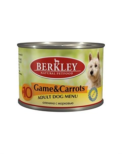 Adult Dog Menu Game Carrots 10 паштет для взрослых собак с мясом дичи с морковью оливковым маслом и  Berkley