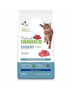 Сухой корм Natural Exigent для взрослых привередливых кошек с говядиной Trainer