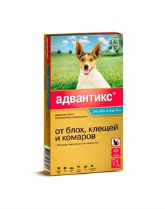 Адвантикс капли от блох клещей и комаров для собак весом от 4 до 10 кг 4 пипетки Elanco
