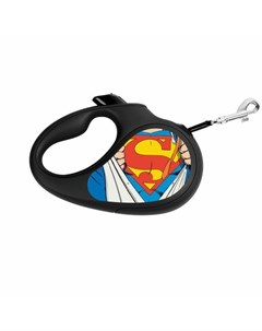 Поводок рулетка с рисунком Супермен Герой размер M до 25 кг 5 м черный Waudog