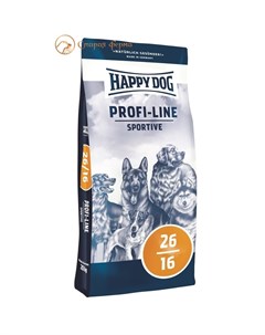 Profi Line Sportive 26 16 полнорационный сухой корм для собак уличного содержания и собак с высокой  Happy dog