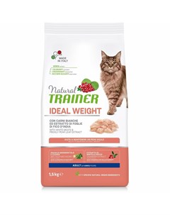 Сухой корм Natural Ideal Weight для взрослых кошек с избыточным весом с белым мясом 1 5 кг Trainer