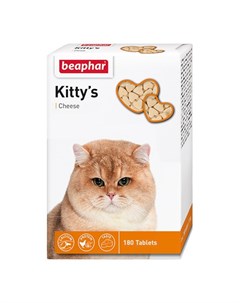 Kittys Cheese витаминизированное лакомство сердечки для кошек с сыром 180 таблеток Beaphar