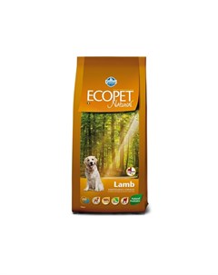 Ecopet Natural Lamb Maxi сухой корм с ягненком для взрослых собак крупных пород с чувствительным пищ Farmina