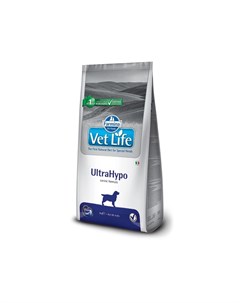 Vet Life Dog Ultrahypo ветеринарный диетический сухой корм для взрослых собак с аллергическими пищев Farmina