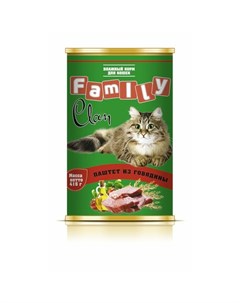 Family влажный корм для кошек паштет из говядины в консервах 415 г Clan