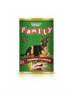 Family влажный корм для собак говядина с гречкой в консервах 970 г Clan