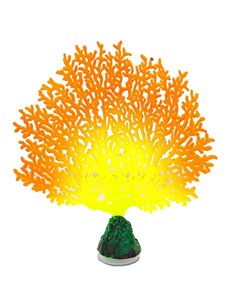 Флуоресцентная аквариумная декорация коралл веерный оранжевый 13 5х3х16 см Gloxy