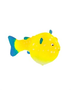 Флуоресцентная аквариумная декорация рыба шар на леске желтая 8х5х5 5 см Gloxy
