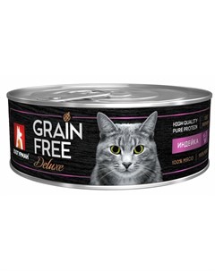 Grain Free Deluxe влажный корм для кошек беззерновой с индейкой кусочки в желе в консервах 100 г Зоогурман