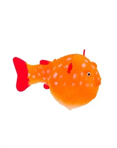 Флуоресцентная аквариумная декорация рыба шар на леске оранжевая 8х5х5 5 см Gloxy
