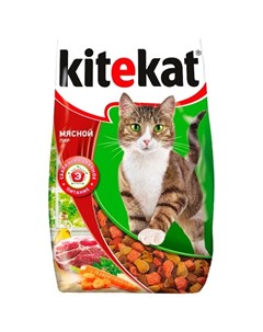 Мясной Пир полнорационный сухой корм для кошек с говядиной 1 9 кг Kitekat