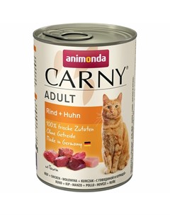 Carny Adult влажный корм для кошек фарш из говядины и курицы в консервах 400 г Animonda