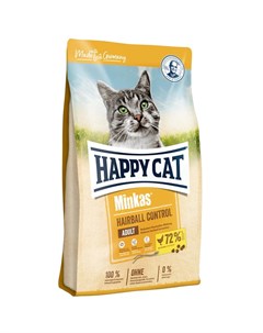 Сухой корм Minkas Hairball Control для взрослых кошек для выведения шерсти из желудка с птицей 10 кг Happy cat