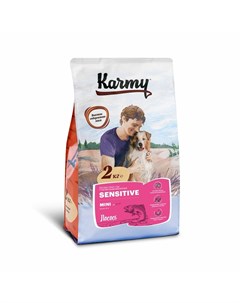 Sensitive Mini сухой корм для собак мелких пород с чувствительным пищеварением с лососем 2 кг Karmy