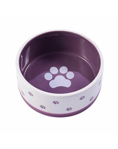 Миска керамическая нескользящая для собак белая с фиолетовым 360 мл Керамикарт