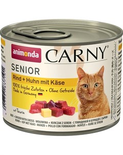 Carny Senior влажный корм для пожилых кошек старше 7 лет фарш из курицы и сыра в консервах 200 г Animonda
