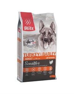 Sensitive Adult Turkey Barley полнорационный сухой корм для собак с индейкой и ячменем 2 кг Blitz