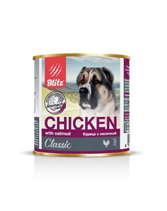 Влажный корм Adult Dog для взрослых собак с курицей и овсянкой в консервах 750 г Blitz