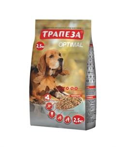 Оптималь сухой корм для собак с говядиной 2 5 кг Трапеза