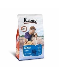 Maxi Adult полнорационный сухой корм для собак крупных пород с телятиной 2 кг Karmy