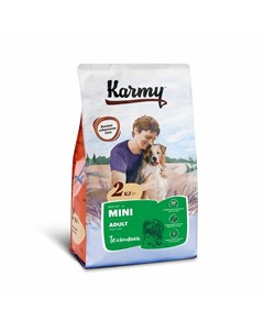 Mini Adult полнорационный сухой корм для собак мелких пород с телятиной 2 кг Karmy