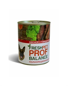 Влажный корм для собак всех пород с говядиной сердцем и гречкой в консервах 850 г Freshpet prof balance