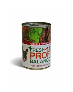 Влажный корм для собак всех пород с говядиной сердцем и гречкой в консервах 410 г Freshpet prof balance
