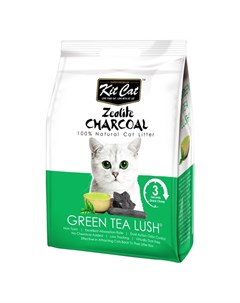 Zeolite Charcoal Green Tea Lush цеолитовый комкующийся наполнитель с ароматом зеленого чая 4 кг Kit cat