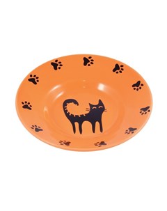 Миска керамическая для кошек с рисунком оранжевая 140 мл Керамикарт