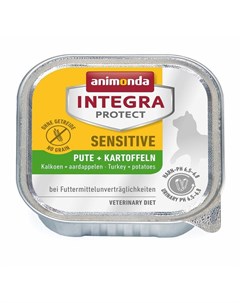Integra Protect Sensitive влажный корм для кошек при пищевой аллергии паштет c индейкой и картофелем Animonda