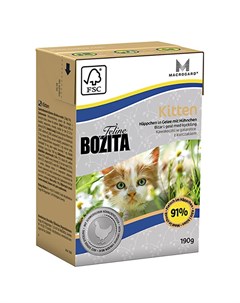 Feline Funktion Kitten влажный корм для котят молодых беременных и кормящих кошек с кусочками с кури Bozita