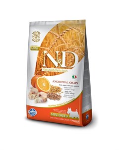 N D сухой корм для взрослых собак мелких пород низкозерновой с треской и апельсином Farmina