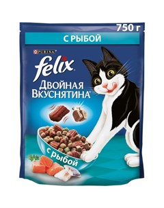 Двойная Вкуснятина сухой корм для кошек с рыбой Felix
