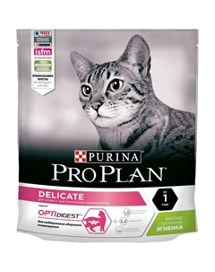 Delicate сухой корм для кошек с чувствительным пищеварением с высоким содержанием ягненка 400 г Pro plan