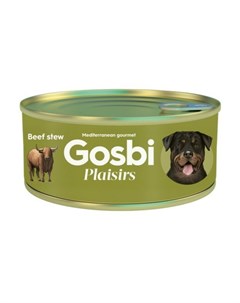 Влажный корм Plaisirs для взрослых собак с тушеной говядиной 170 г Gosbi
