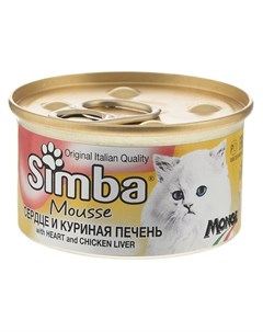 Cat консервы для кошек паштет сердце и куриная печень 85 гр х 24 шт Simba